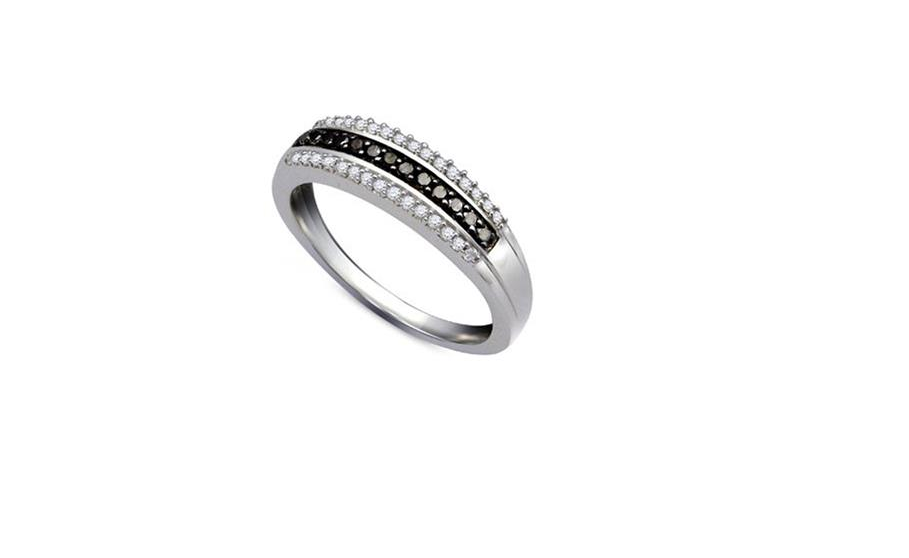 Sterling Silver Black Diamond Womens Band Ring 1/4 Cttw