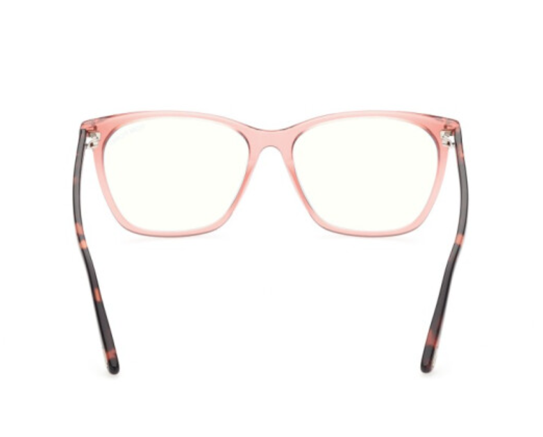 Tom Ford FT 5762-B 074 Transp Coral/Pink Havana Blue Light Blocking Eyeglasses