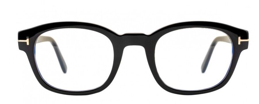Tom Ford FT5808-B 001 Shiny Black/Blue Block Men's Eyeglasses