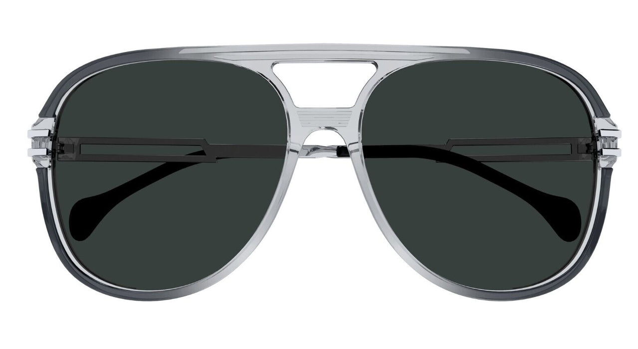 Gucci GG1104S 001 Grey/Grey Oversize Teardrop Men's Sunglasses