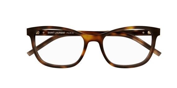 Saint Laurent SL M121 002 Havana/Transparent Rectangular Women's Eyeglasses