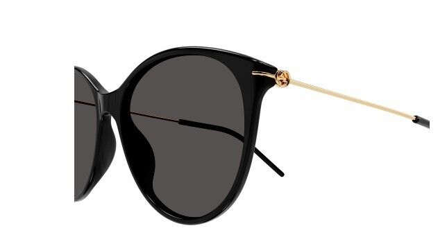 Gucci GG 1268S 001 Black-Gold/Grey Cat Eye Women's Sunglasses