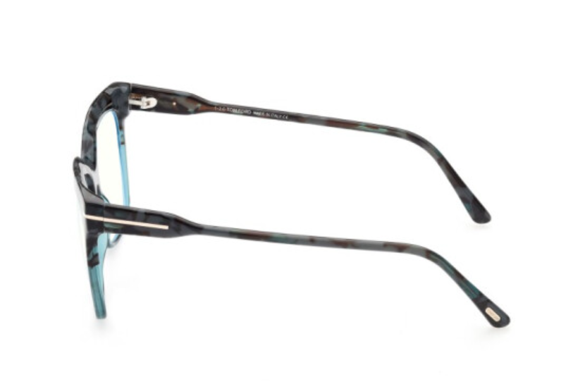 Tom Ford FT 5768-B 056 Teal Havana/Transp Teal Blue Light Blocking Eyeglasses