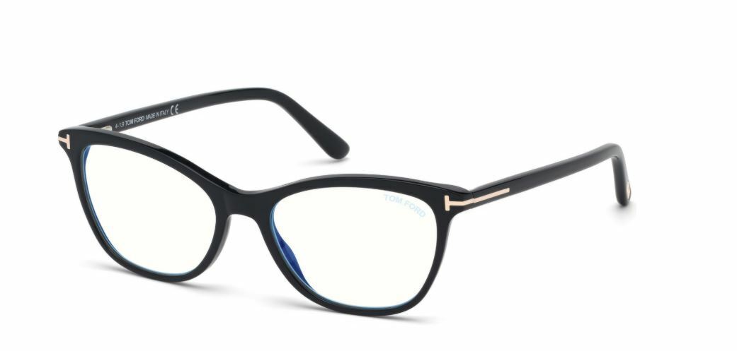 Tom Ford FT 5636-B 001 Shiny Black/Blue Block Women's Eyeglasses