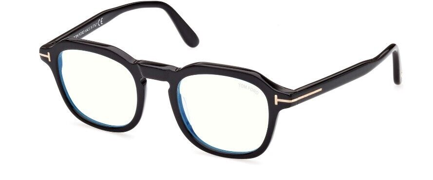 Tom Ford FT5836-B 001 Shiny Black/Blue Block Unisex Eyeglasses