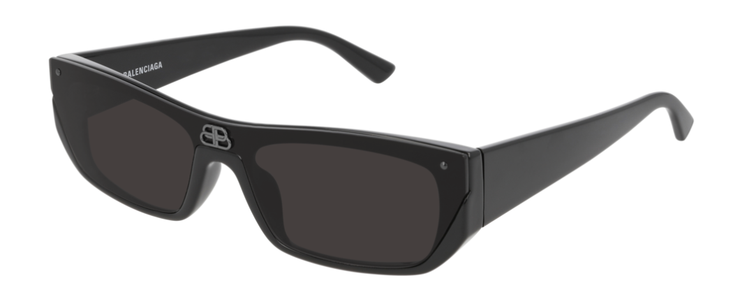 Balenciaga BB 0080S 001 Black/Gray Rectangle Unisex Sunglasses
