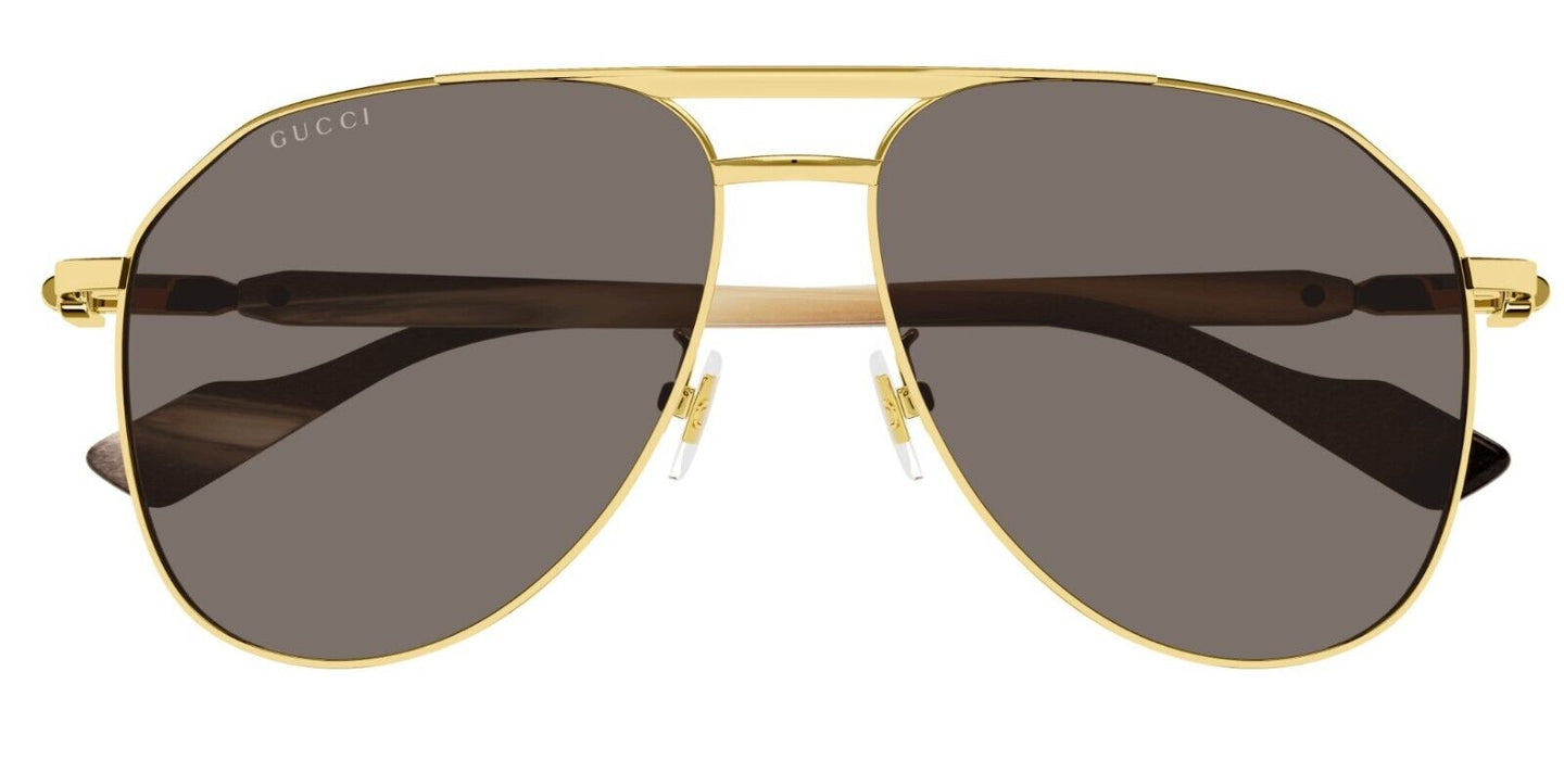 Gucci GG1220S 002 Gold/Brown Oversize Teardrop Men's Sunglasses