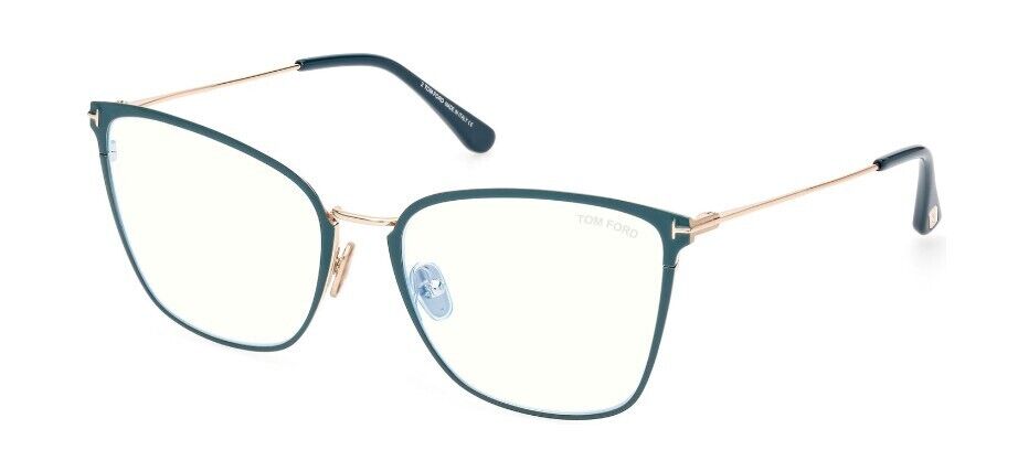 Tom Ford FT5839-B 087 Shiny Teal/Blue Block Butterfly Women's Eyeglasses