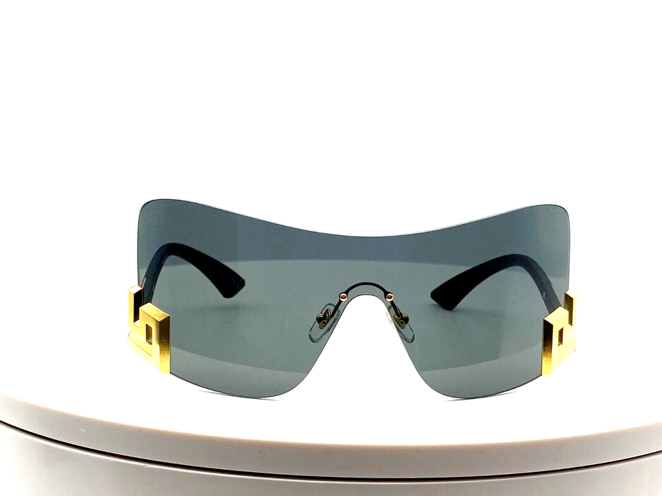 Versace VE2240 100287 Grey-Gold/Grey Oversized Rectangular Women's Sunglasses