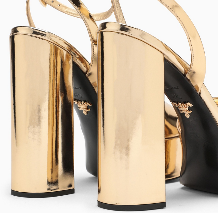 Prada Metallic Gold Leather Women's Platform Sandals 3AU11XP48B F0522
