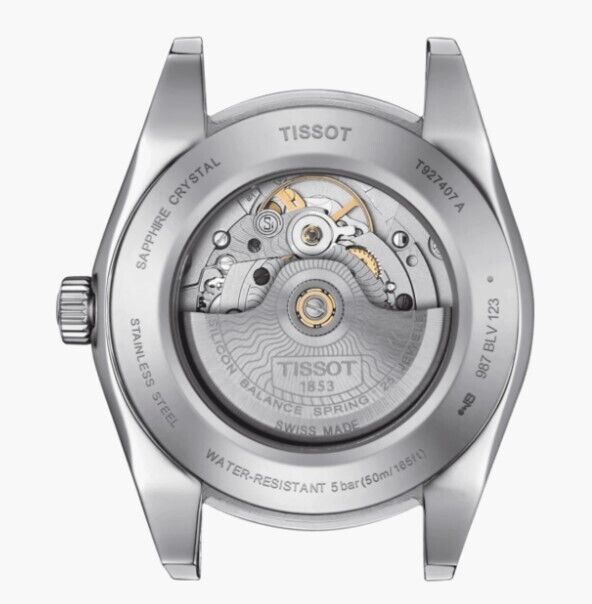 Tissot Gentlemen Powermatic 80 Silicium 18K Gold Bezel Watch T9274074604100