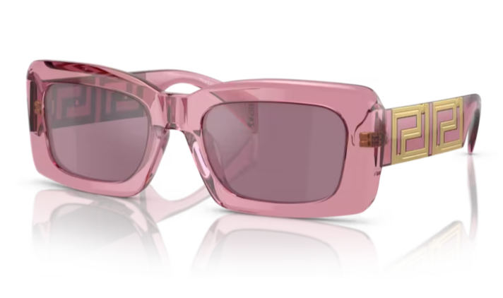 Versace 0VE4444U 5355AK Transparent pink/ Violet Rectangle Women's Sunglasses
