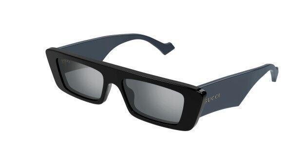 Gucci GG1331S 005 Black-Grey/Silver Mirrored Narrow Rectangular Men's Sunglasses