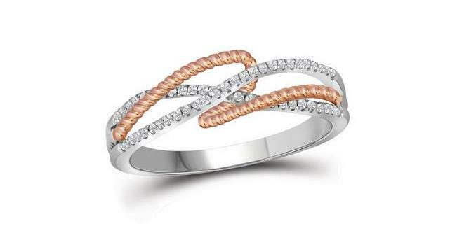 10kt White Gold Diamond Womens Rope Fashion Band Ring 1/6 Cttw