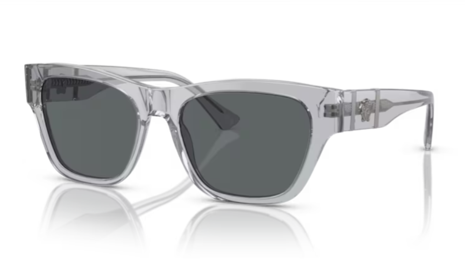 Versace 0VE4457F 543287 Grey transparent/Dark grey Square Men's Sunglasses