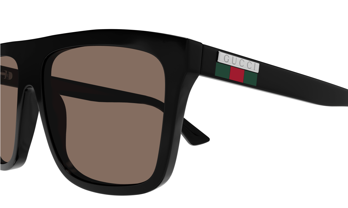 Gucci GG 0748S 005 Black/Brown Polarized Rectangular Men's Sunglasses