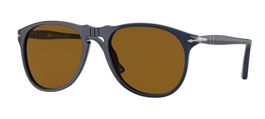 Persol 0PO9649S 114133 Transparent Blue/Brown Pilot Men's Sunglasses