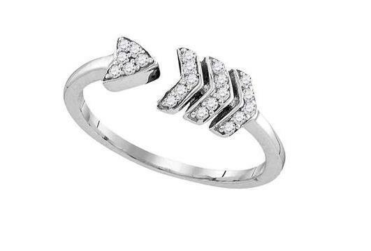 Sterling Silver Diamond Bissected Arror Womens Band Ring 1/6 Cttw