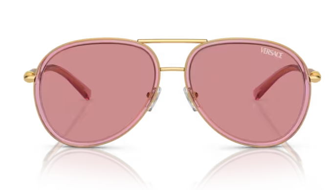 Versace VE 2260 100284 Pink Transparent / Pink Oval Men's Sunglasses