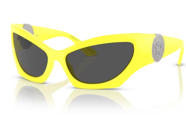 Versace VE4450 541887 Yellow /Dark Grey Cat-Eye Women's Sunglasses