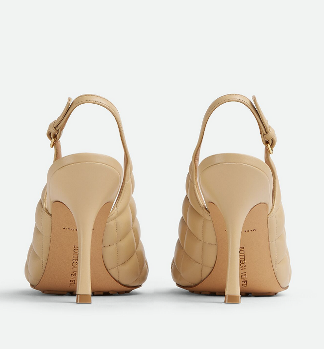 Bottega Veneta Beige Quilted Leather Slingback Women's Sandals 729765VBRR0 2624
