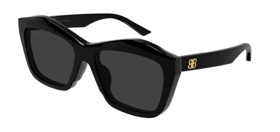 Balenciaga BB0216S 001 Black/Grey Cut Square Full-Rim Women's Sunglasses
