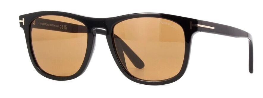 Tom Ford FT0930-N Gerard-02 01E Shiny Black/Brown Square Men's Sunglasses