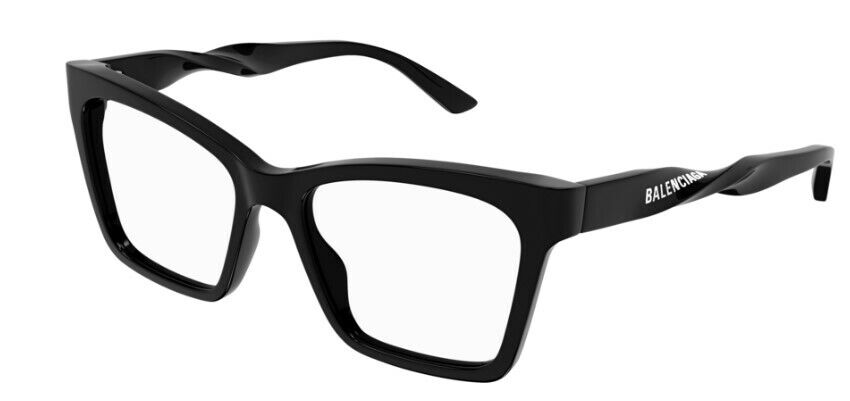 Balenciaga BB0210O 001 Black-Black Full-Rim Square Cat-Eye Women's Eyeglasses