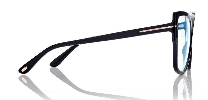 Tom Ford FT5828-B 001 Shiny Black/Blue Block Geometric Women's Eyeglasses