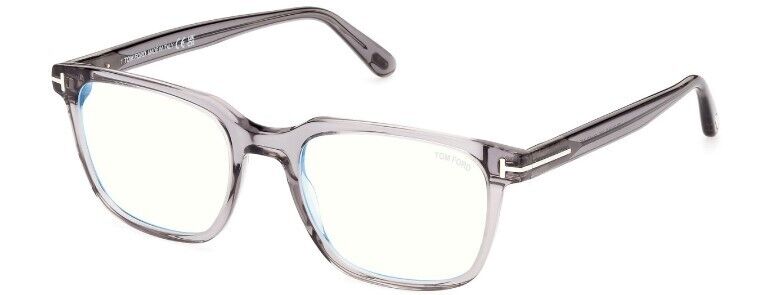 Tom Ford FT5818-F-B 020 Transparent Grey /Blue Block Square Men's Eyeglasses