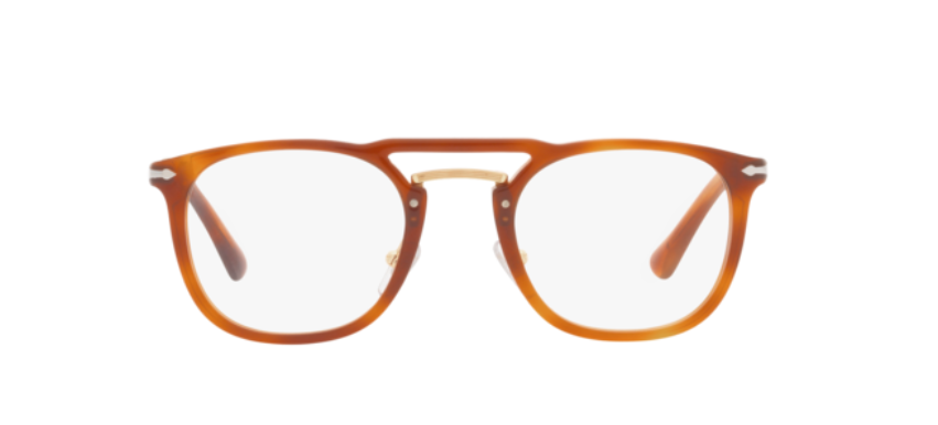 Persol 0PO3265V 96 Brown/Transparent Havana/Silver Gold Retangle Men Eyeglasses