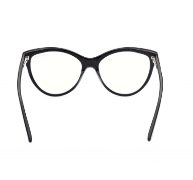 Tom Ford FT 5772-B 001 Shiny Black Blue Light Blocking Eyeglasses With Clip-On