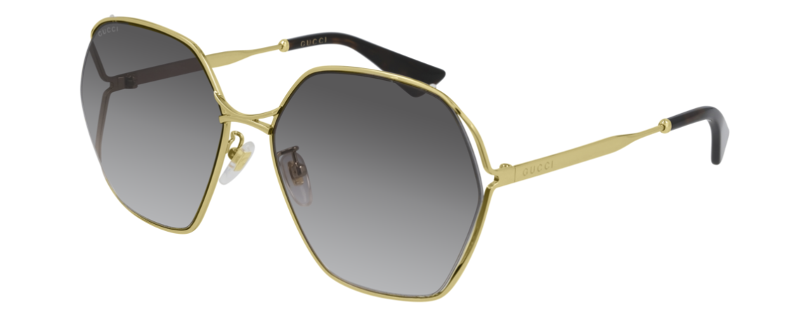 Gucci GG 0818SA 001 Gold/Gray Gradient Oversized Square Sunglasses