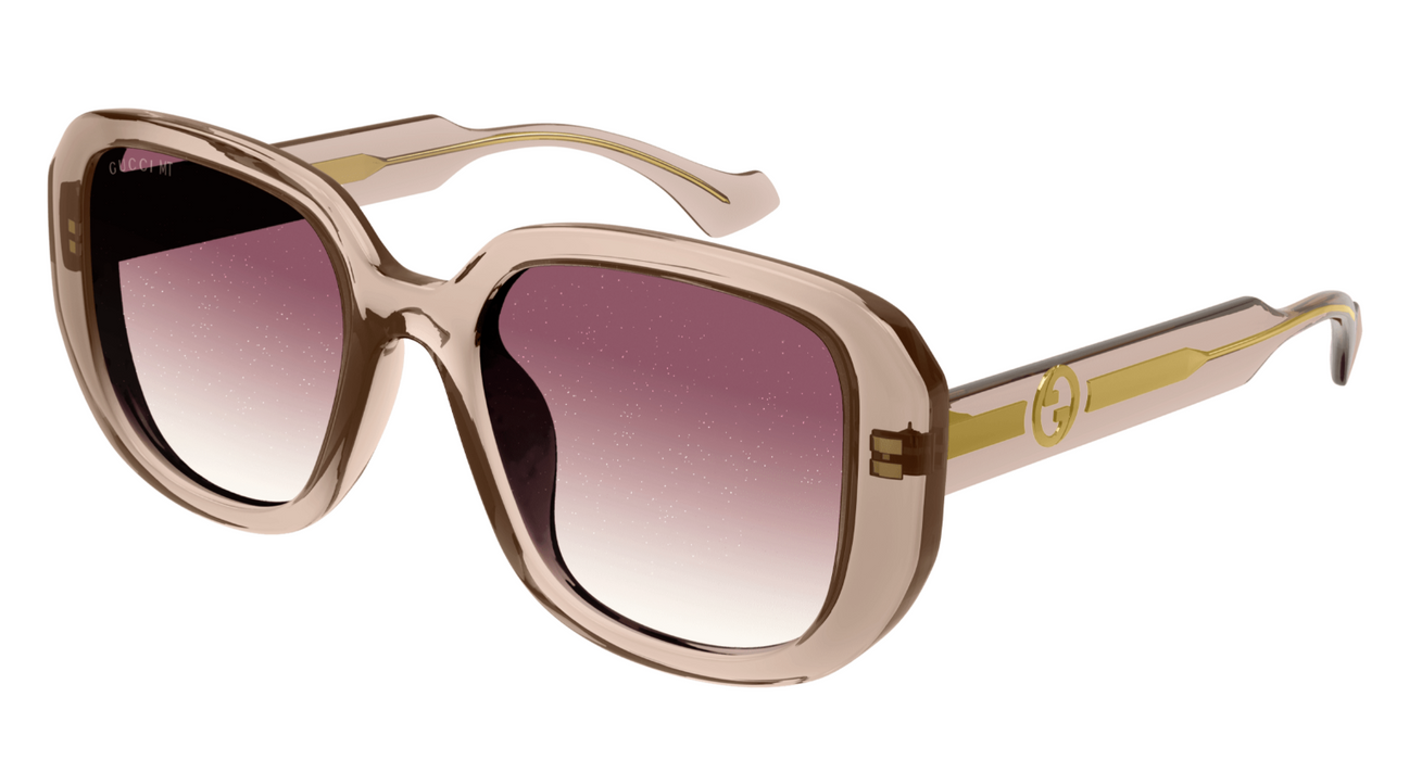Gucci GG1557SK 006 Beige/Violet Rectangular Oversized Women's Sunglasses