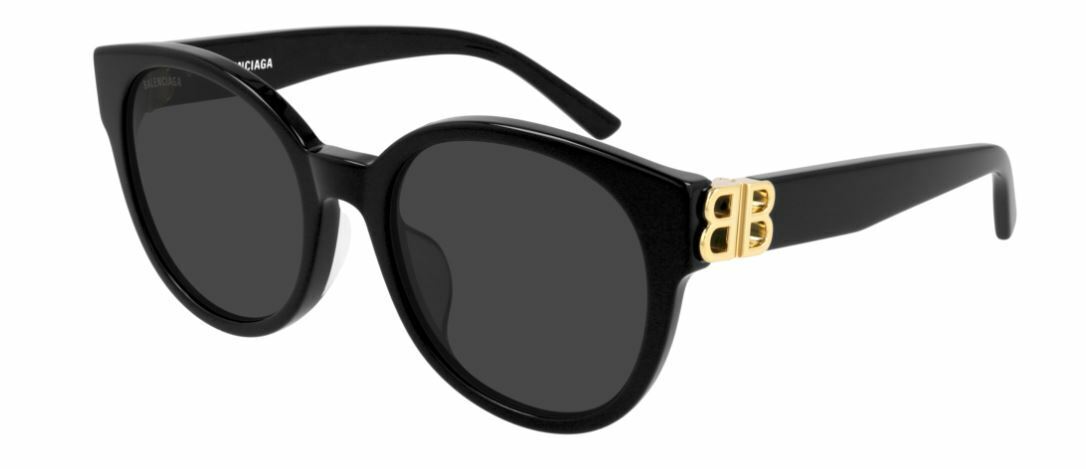 Balenciaga BB 0134SA 001 Black Gold/Gray Round Women's Sunglasses
