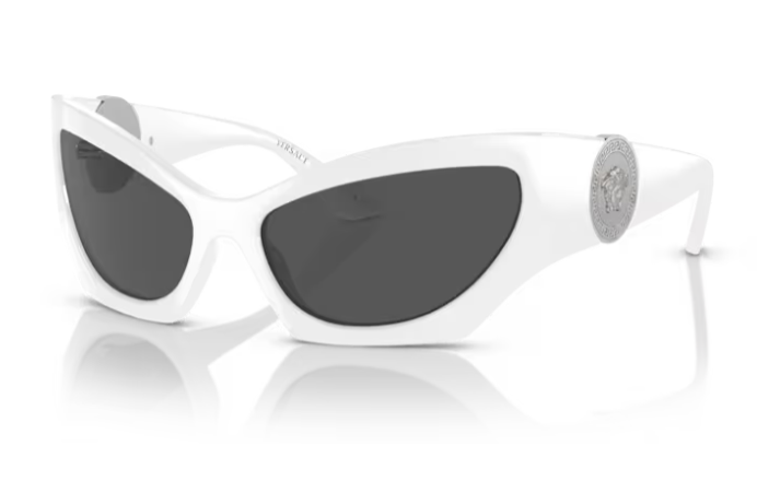 Versace VE4450 314/87  White/ Dark Grey Cat-Eye Women's Sunglasses