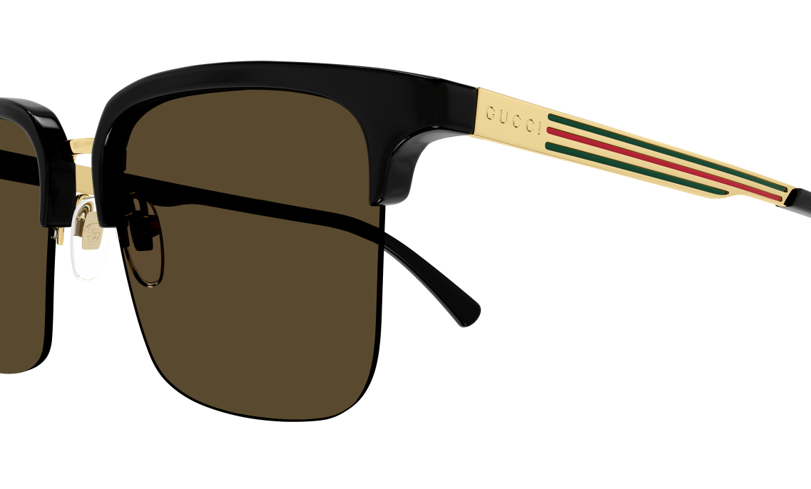 Gucci GG1226S 001 Black/Brown Rectangular Men's Sunglasses