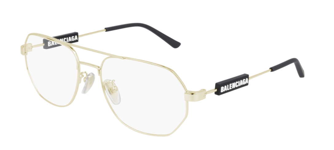 Balenciaga BB 0117O 003 Gold Navigator Unisex Eyeglasses