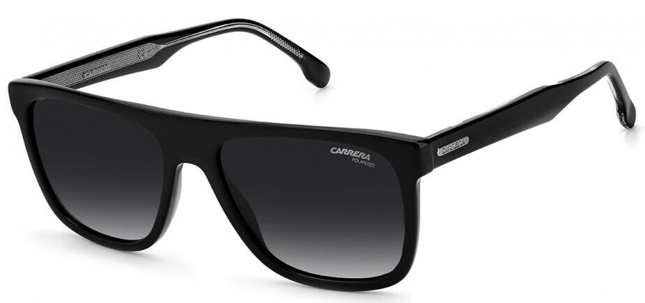 Carrera 267/S 0807/WJ Black/Grey Polarized Rectangle Full-Rim Men's Sunglasses
