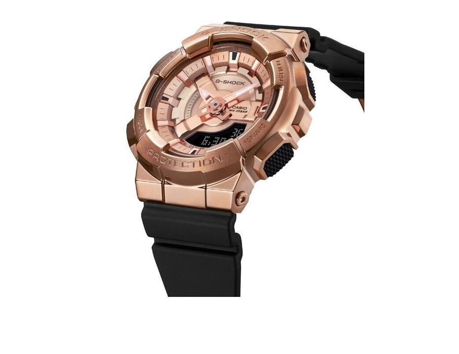 Casio G-Shock Analog-Digital Pink Gold Dial Black Band Women's Watch GMS110PG-1A