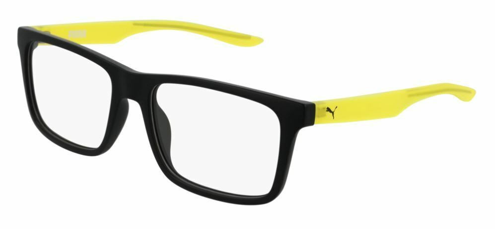 Puma PJ 0029O 001 Black Yellow Rectangle Kids Eyeglasses