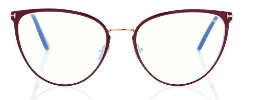 Tom Ford FT5840-B 066 Shiny Red/Blue Block Cat-Eye Women's Eyeglasses
