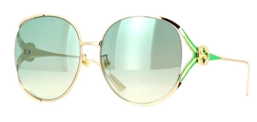 Gucci GG0225S 006 Gold/Green Gradient Round Women's Sunglasses