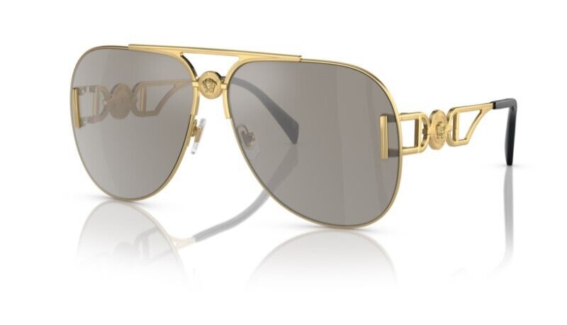 Versace 0VE2255 10026G - Gold / Light grey Mirror Wide Square Men's Sunglasses