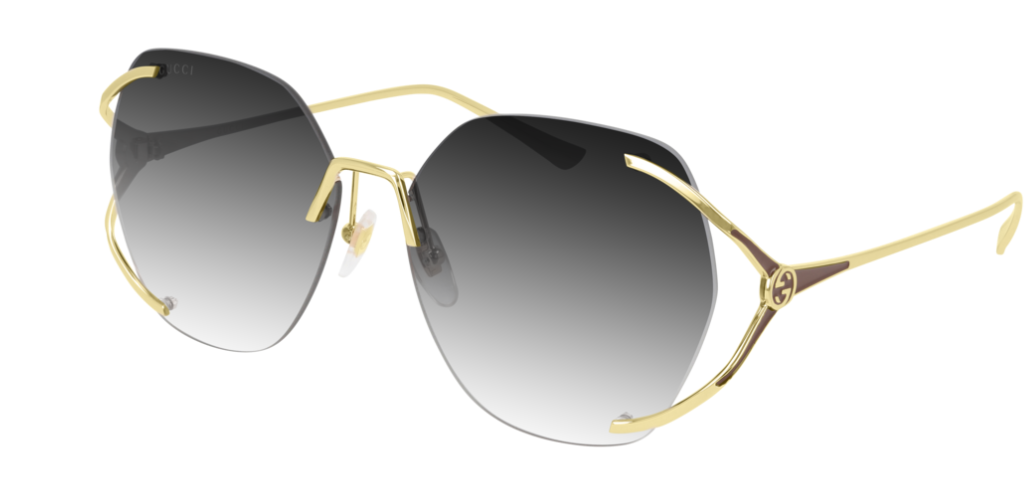 Gucci GG 0651S 002 Gold/Gray Gradient Oval Women's Sunglasses