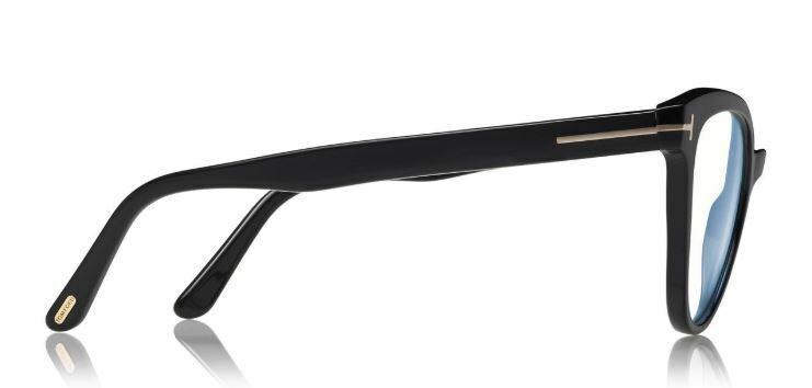 Tom Ford FT 5639-B 001 Shiny Black/Blue Block Women's Eyeglasses