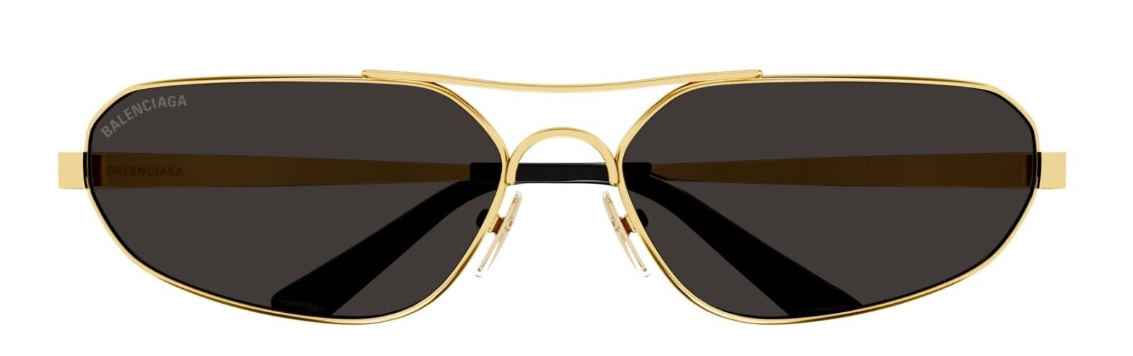 Balenciaga BB0227S-001 Gold/Grey Rectangle Men's Sunglasses