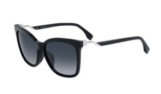 Fendi FF 0244/F/S 0807/9O Black/Dark Grey Gradient Rectangle Women's Sunglasses