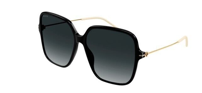 Gucci GG1267S 001 Black-Gold/Grey Gradient Oversized Square Women's Sunglasses