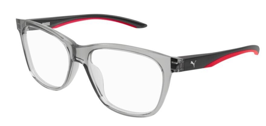Puma PU0208O 007 Crystal-Grey Square Full-Rim Unisex Eyeglasses